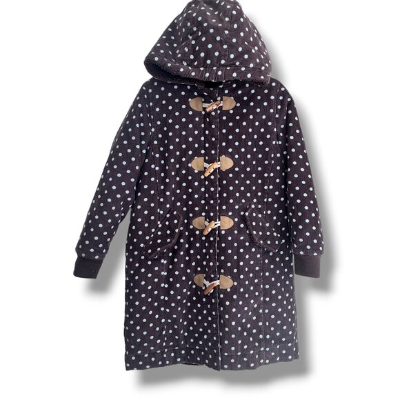 Mini Boden Girls 7-8 Brown Corduroy Coat Jacket Sherpa Toggle Zip Cord Polka Dot - Picture 1 of 10